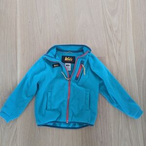 REI Kid's Teal Fleece Jacket with Coral Trim